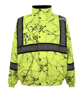 High Visibility WaterProof Jacket (Lighting Pattern / Camouflage ) Fabric Menswear Outdoor Reflective Long Sleeve Man Coats Collar Tops Underwear Longsleeves