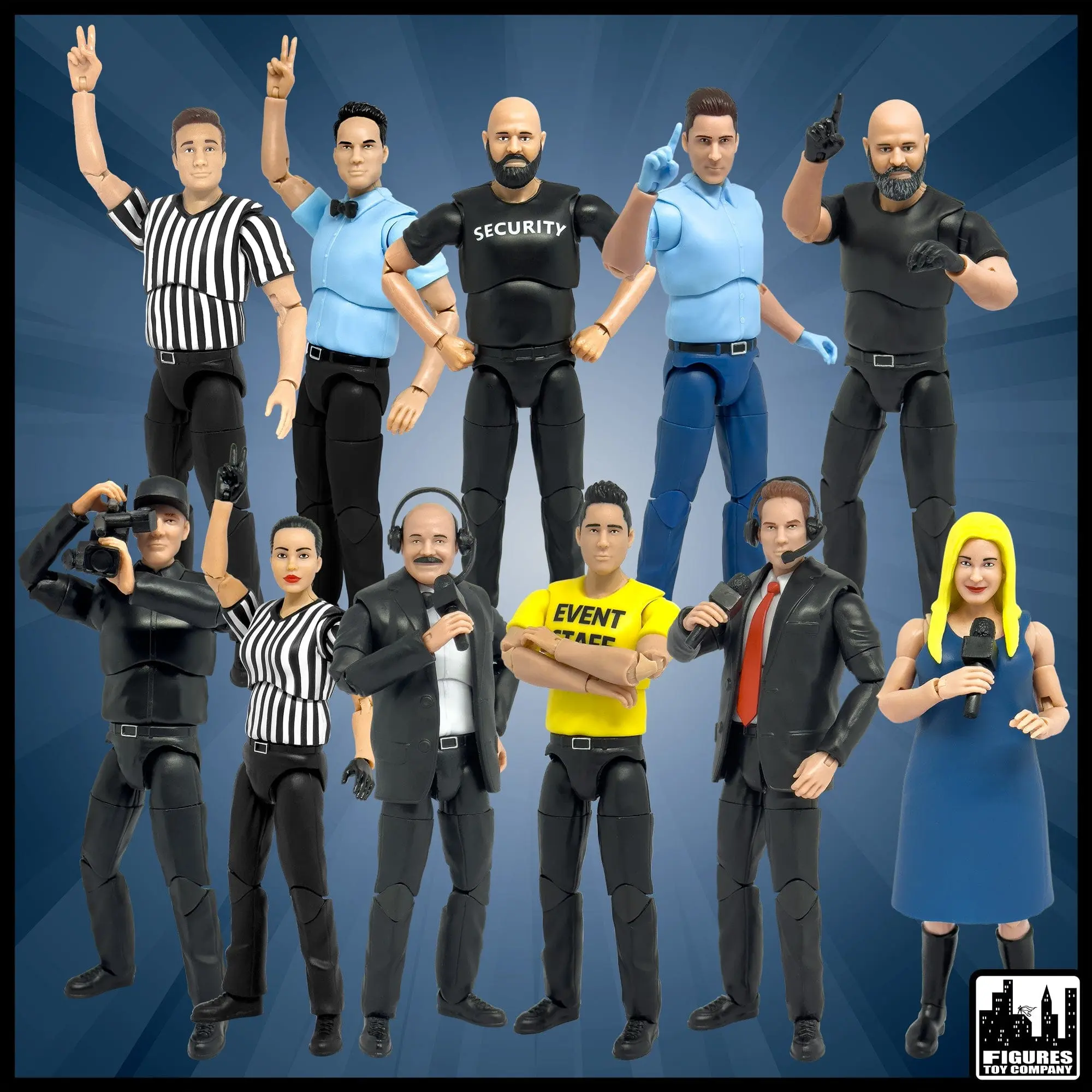 Set of all 11 Ultimate Wrestling Action Figures With Deluxe Articulation for WWE & AEW Wrestling Action Figures