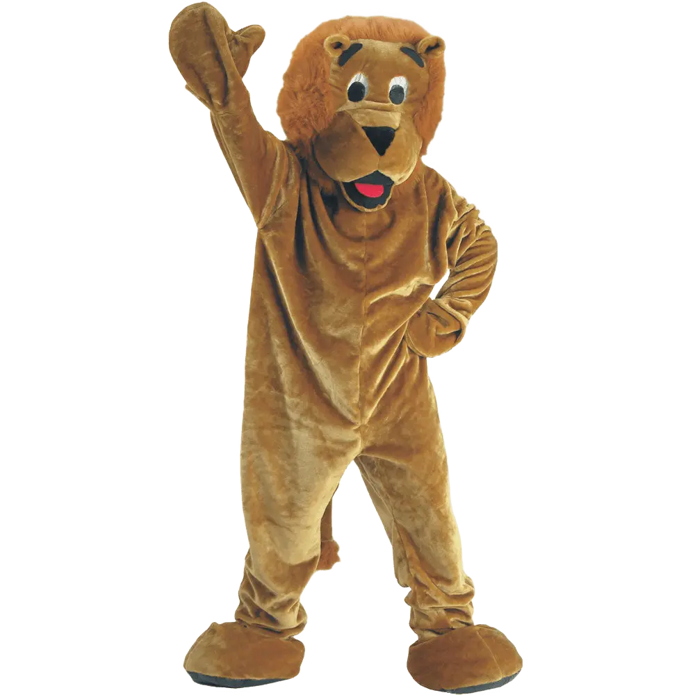 Roaring Lion Mascot For Adults - Brown Plush Bodysuit With Head Mask ,Hand and Shoe Covers - Funny Costume For Halloween, Animal Theme Party, School Play -  Cosplay Costume