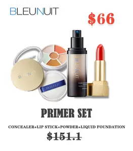 BLEUNUIT PRIMER SET MATTE LIP STICK HD FOUNDATION SIX COLOUR CONCEALER MINERAL POWDER SPF50+
