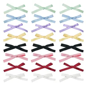 24 count Hair Ribbons for Women - Small Hair Bows, Thin Bows for Girls, Ribbon Hair Clip Cute Hair Accessories for Daily Use, Birthday Gifts for Her, 8 Colors