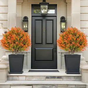 [NEW] Garvee 2 Pack Artificial Topiary with Ground Spike Autumn, 21.6" Faux Greenery Shrub for Garden Yard Porch Patio Outdoor Decor