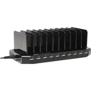 Tripp Lite TRPU280010ST 10-Port USB Charging Station with Adjustable Storage, Universal Charger for Mobile Devices, Smartphones, Cellphones, and Electronic Gadgets