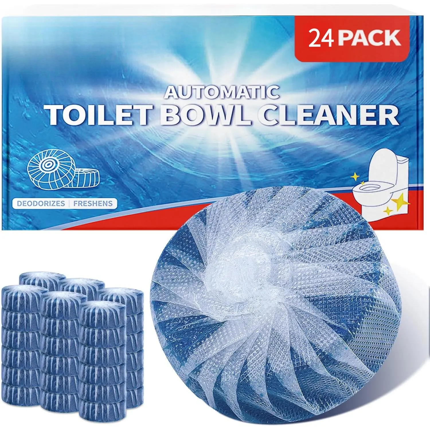 24-Pack Strong Decontaminating Toilet Tablets – Automatic Stain Remover & Bleach Alternative 24-Pack Strong Decontaminating Toilet Tablets – Automatic Stain Remover & Bleach Alternative