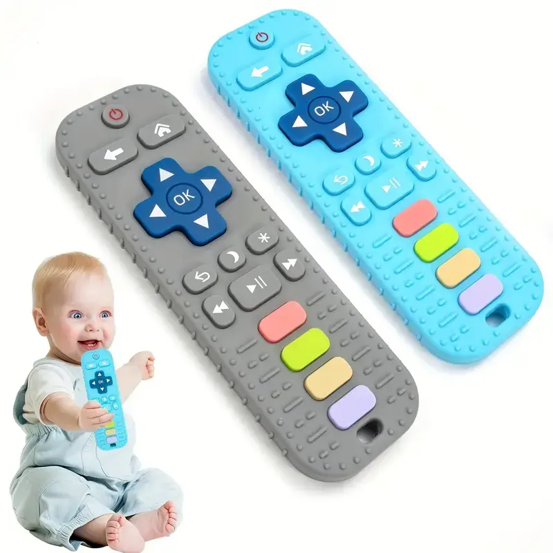 Food-Grade BPA-Free TV Remote Control Baby Teether Toy - Smooth Massage Texture Teething Stick for 0-24 Months Newborns, 6-9 Months Infants, Durable Sensory Chew Toy, Ideal for Halloween, Christmas Gifts
