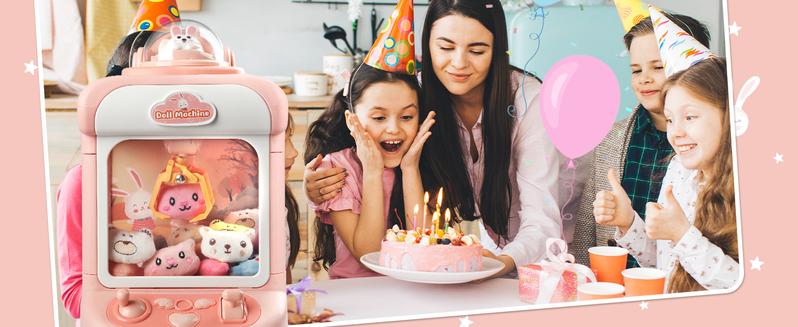 Claw Machine for Kids Mini Vending Machine Candy Grabber Prize Dispenser Toys for Girls Electronic Arcade Claw Game Machine with Lights Sound Rabbit Claw Ideal for Parties Birthdays