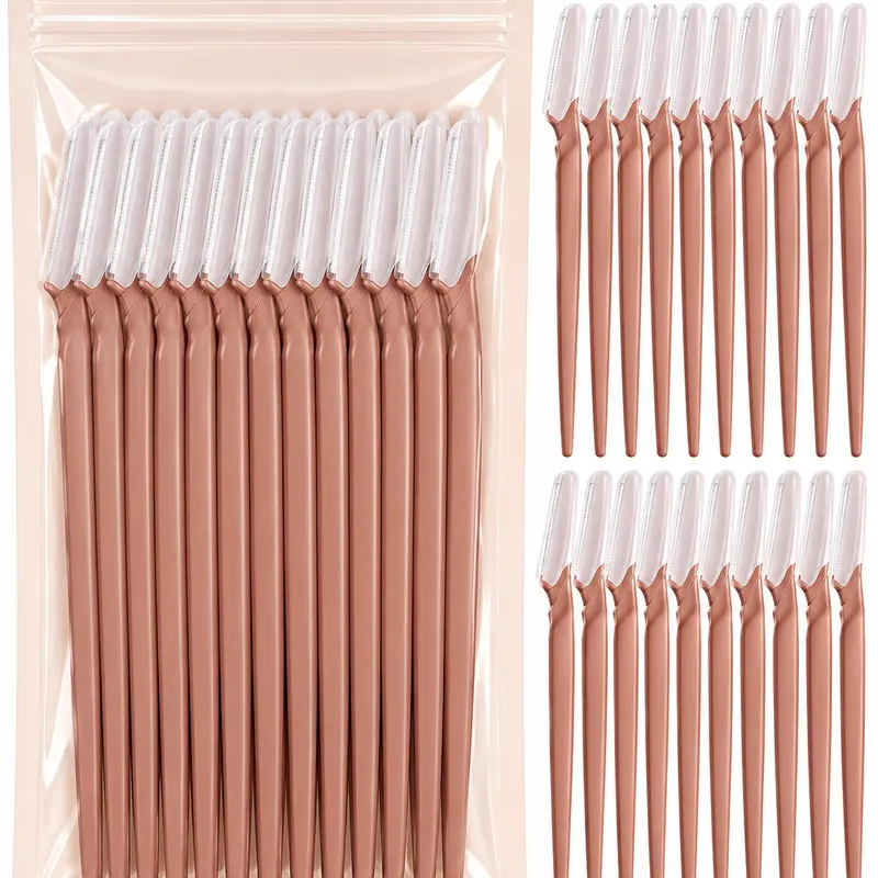 21 Pcs Eyebrow Razors, Face Razors Multipurpose, Exfoliating Dermaplaning Tools, Eyebrow Trimmers Shaver with Protective Cover, Facial Hair Removal for Women Men Body Use (Brown)