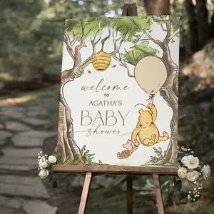 POO - Winnie the Poo Baby Shower Welcome Sign, Poo Baby Shower Welcome Signage, Classic Poo Bear Welcome Sign, Editable Template