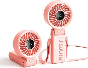 JISULIFE Portable Folded Fan 5000mAh 150° with 5 Gears, 12-Blade Design, 13Hrs Max Cooling, Comfort 3-in-1 Hand/Desk/Neck Fan, Travel Essential