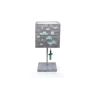 Minecraft Diamond Ore LED Lamp w/ 3D Diamond Sword Pull | 14-Inch Desk Lamp