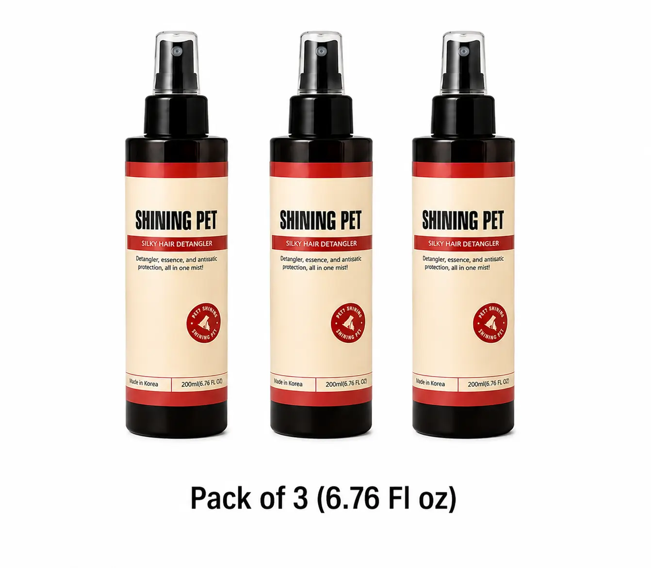 Shining Pet Silky Hair Detangler Spray-Premium K-Beauty Dog Grooming Spray  Shining Pet Silky Hair Detangler Spray-Premium K-Beauty Dog Grooming Spray, Leave-In Conditioner for Dematting, Tangle Remover & Silky Shine Pack of 3 (6.76 oz)