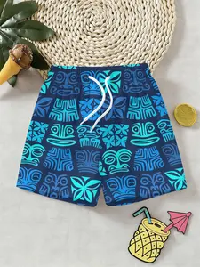 Boys' Drawstring Breathable Casual Shorts, Summer Vacation Essential, Birthday & Holiday Gift, Fitted Knee-Length Elastic Waist