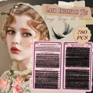 SOSIAY CICI DIY Lash Extension Kit 2080PCS Mixed Lash Clusters Set, 5-16mm 30D-100D Wispy Individual Eyelashes Kit with Lash Bond and Seal, Lash Remover, Tweezers and Eyelash Curler for Self Application (Multi Styles, All Eye Looks)