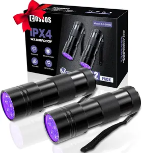2 Pack UV Flashlight, 12 LED Handheld Blacklight Flashlight 395nm Mini Light Torch Detector for Dog Pet Urine Stains, Bed Bugs and Scorpions.(Batteries not Included)