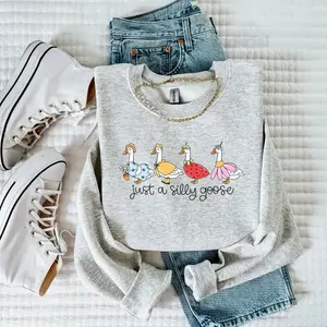 (Sale Off Up To 50%) Just A Silly Goose Sweatshirt, Funny Graphic Sweatshirt, Cute Goose Sweatshirt, Cozy Sweatshirt, Gifts for Animal Lovers, Fun Quirky Sweatshirt, Gift for Her, Comfortable Everyday Wear, Unisex Sweatshirt, Cute Humor Apparel
