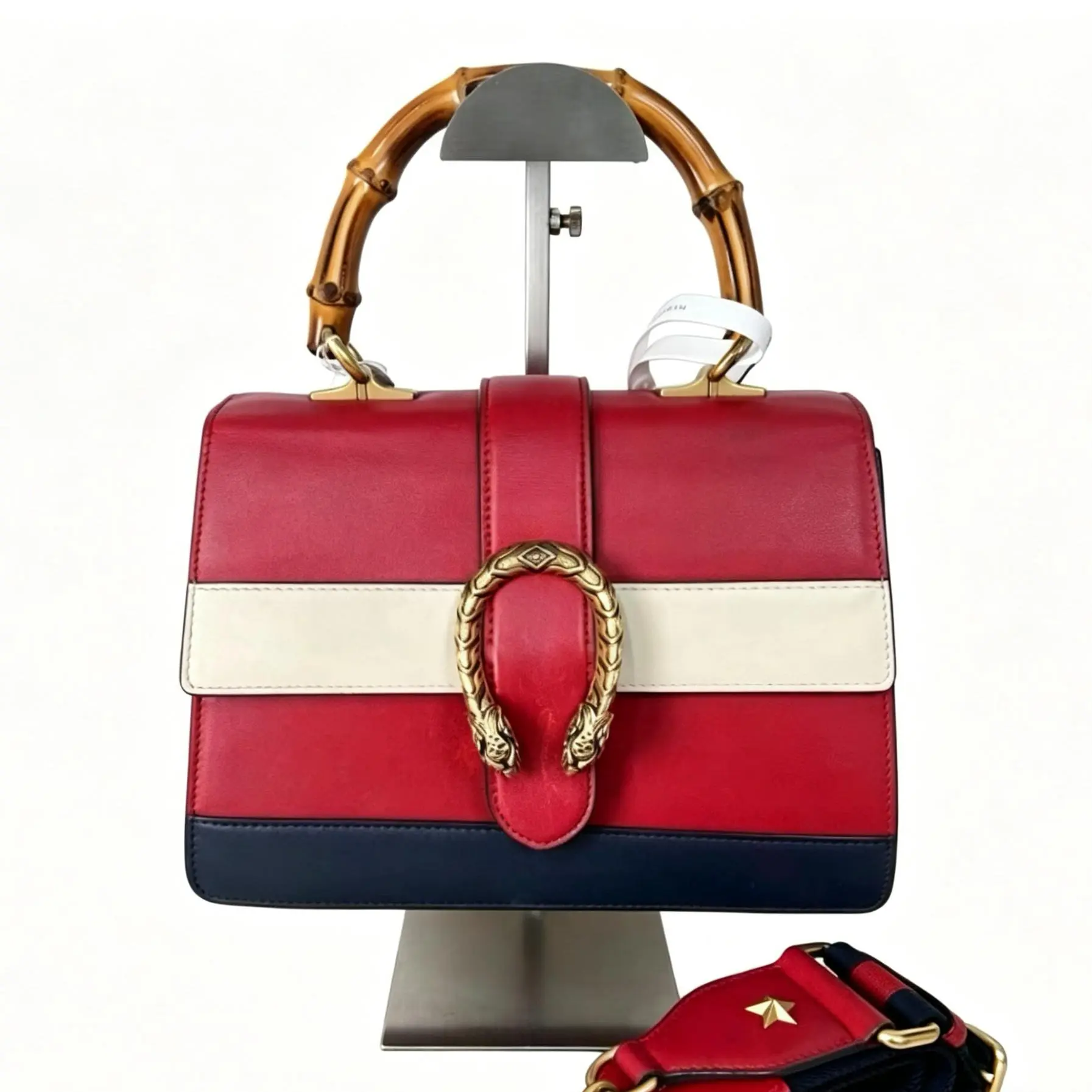 Pre-owned GUCCI Three Color Wine God Bamboo Handbag 26.5*6*18cm th260611086