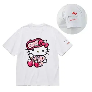 Sanrio Hello Kitty Print T-Shirt for Loungewear and Nightwear - Womenswear Casual Comfortable Tee