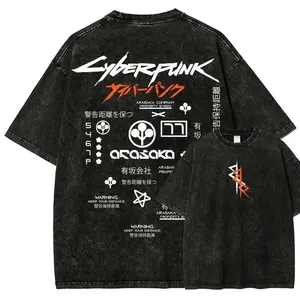 Cyberpunk Edgerunners Shirt, Arasaka Corporation Oversized Tshirt, Vintage Anime Graphic Tee, Acid Wash Streetwear, Night City Techwear Top, Heavyweight Cotton Harajuku Apparel, Unisex Tee