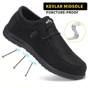2026 NEW Steel Toe Loafers Men Women Lightweight Comfortable Slip On Walking Casual Flats Sneakers Work Safety Shoes Slip On Steel Toe Shoes