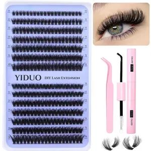 Summer Natural Look Lash Clusters Extensions Set, DIY Cluster Lash, Volume False Eyelashes & Eyelash Tweezers & Eyelash Glue & Lash Remover, Professional Makeup Accessories for Women, Back To School Lashes Extension Kit