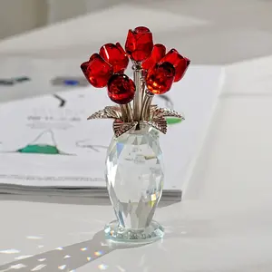 Crystal Rose Ornament with Colorful Glass Roses, Vibrant Glass Roses, Handcrafted Crystal Flowers, Home Decor, Perfect Gift for Mother's Day, Valentine's Day, Birthday