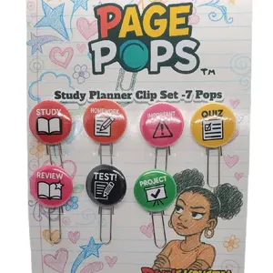 Page Pops Mini Planner Paperclip Bookmarks - 7 Pops for Study, Homework, Important, Quiz, Review, Test, and Project