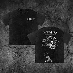 Medusa Oversize Washed T-shirt, Gym Apparel, Workout Tee, Training Men's Top, Aesthetic Tank, Discipline, Strength, Focus