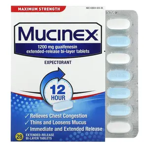 Mucinex Expectorant, Maximum Strength, 1,200 mg, 28 Extended-Release Bi-Layer Tablets