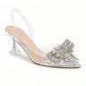 BERNESS Nina Women's 3-inch Crystal Bow Kitten Heel Sandals - Pointed Toe Slingback Bridal Footwear with Memory Foam for Weddings, Summer Parties