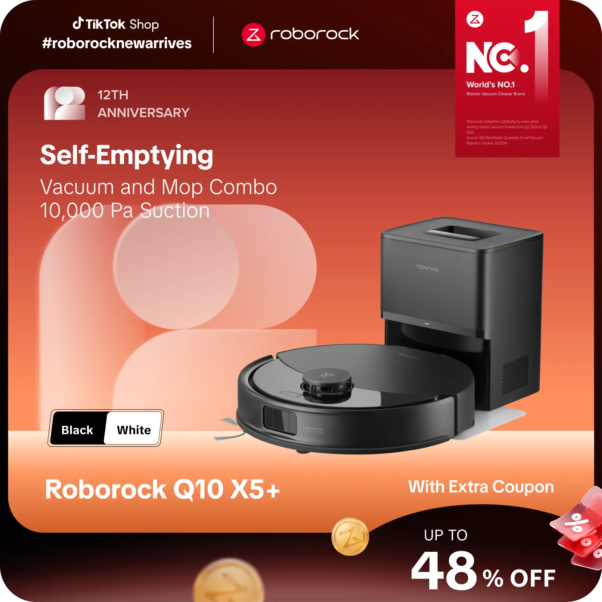 [SaleLink] Roborock Q10 X5+ Robot Vacuum and Mop, Self-Emptying, 10,000Pa Suction, Hands-Free Cleaning for up to 7 Weeks, Obstacle Avoidance, LiDAR Navigation, No-Go Zones, Cordless Rechargeable #TikTokShopBackToSchool #roborocknewarrives