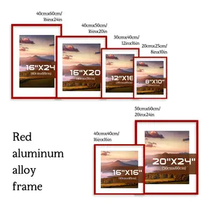 Aluminum Frame with Acrylic Front - 8x10 12x16 16x24 Inch Shatterproof Photo Frame, Crystal Clear Wall Art Display for Home/Office - Lightweight, Easy to Hang (Red) Decor