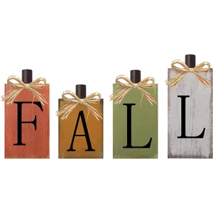 Trending Fall Wood Block Sign | Farmhouse Thanksgiving Table Decor | Harvest Autumn Wooden Centerpiece for Home | Rustic Seasonal Decoration Kids' ATM Piggy Bank with Coin Recognition