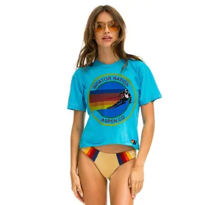 AVIATOR NATION ASPEN BOYFRIEND TEE - NEON BLUE
