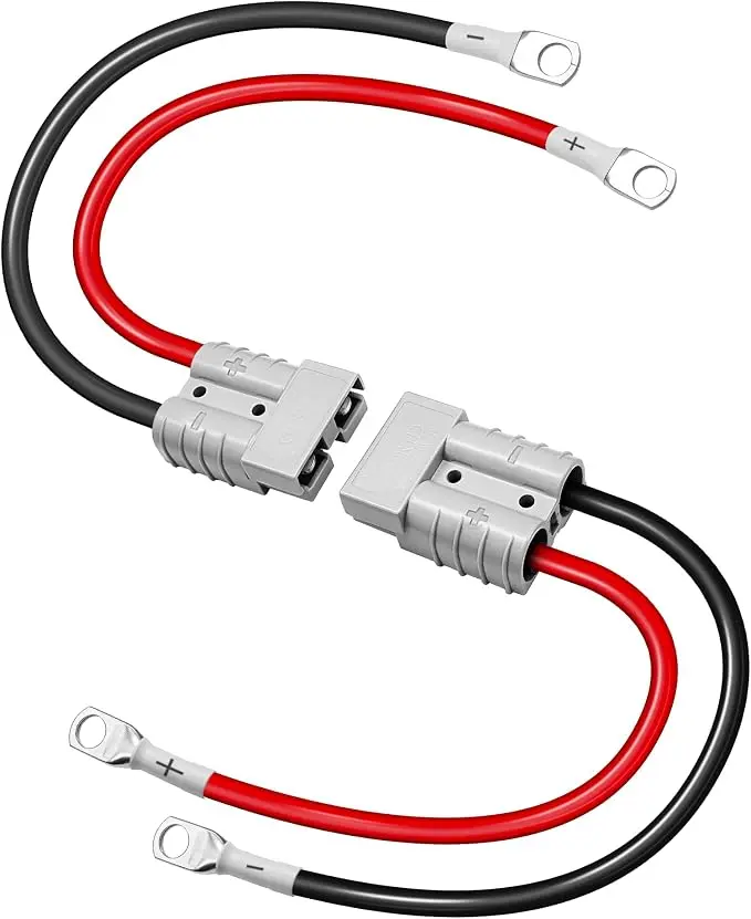 2 Pcs 50A Battery Quick Connector, Anderson Connector 50A Kit, 7AWG 600V 1.64ft Battery Cables with M8 Terminal, Quick Connectors for RV, Sightseeing Cars, Motors, Transfer Forklift, Golf Carts
