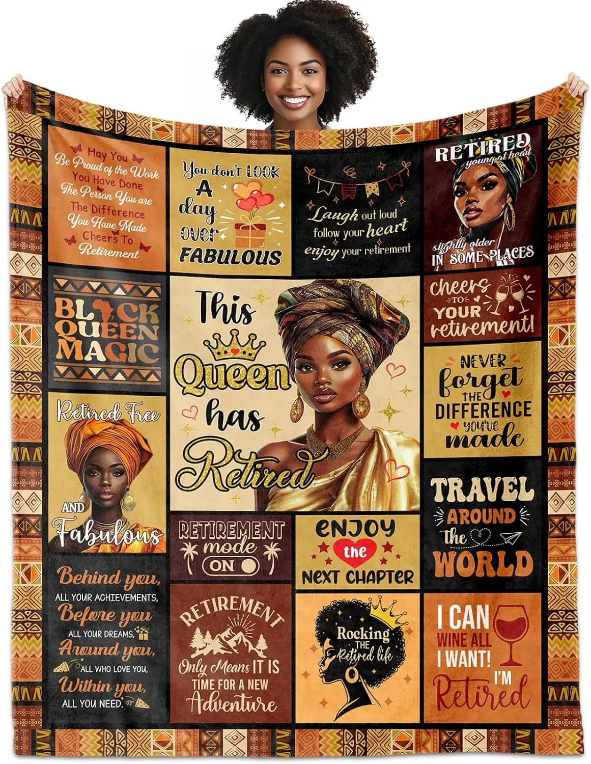 African American Retirement Gift for Woman Throw Blanket 40X50, Best Retired Gifts for Women 2026, Afro Inspirational Gifts Idea for Retirement