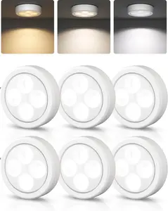 LED Puck Lights, Rechargeable Stick On Tap Lights, Wireless Closet Light, 3 Color Temps, Under Cabinet Lights, 2.5'' Mini Touch Light, Ideal for Kitchen,Closet,Pantry,Shelves,Camper(6 Pack)