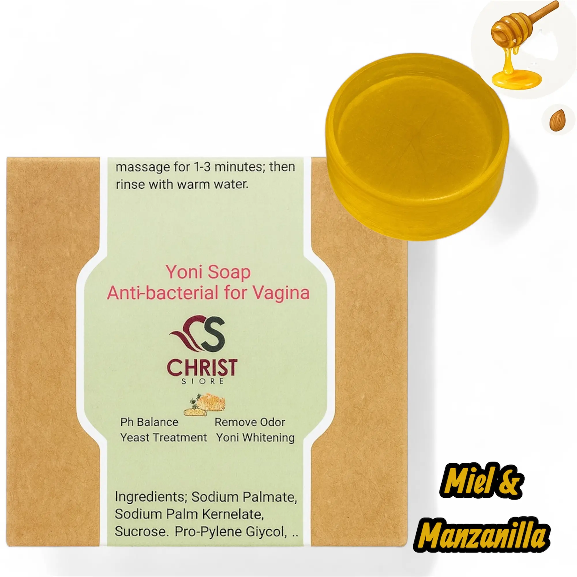 Yoni Soap - Detox Clean Wash Vagi, Anti Bacterial, PH Balance Yeast Treatment, Cleansing, Comfort