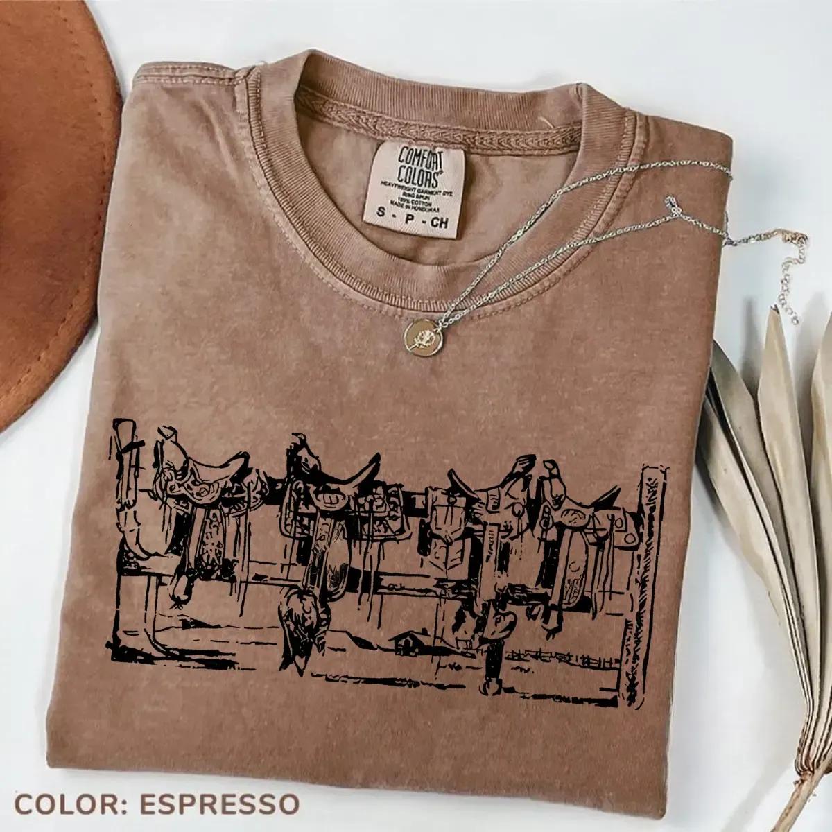 Comfort Colors Western Vintage Style Saddle Tshirt Cowgirl Graphic Country Horse Western Clothing Stuff Western Outfit Women Tops Clothes