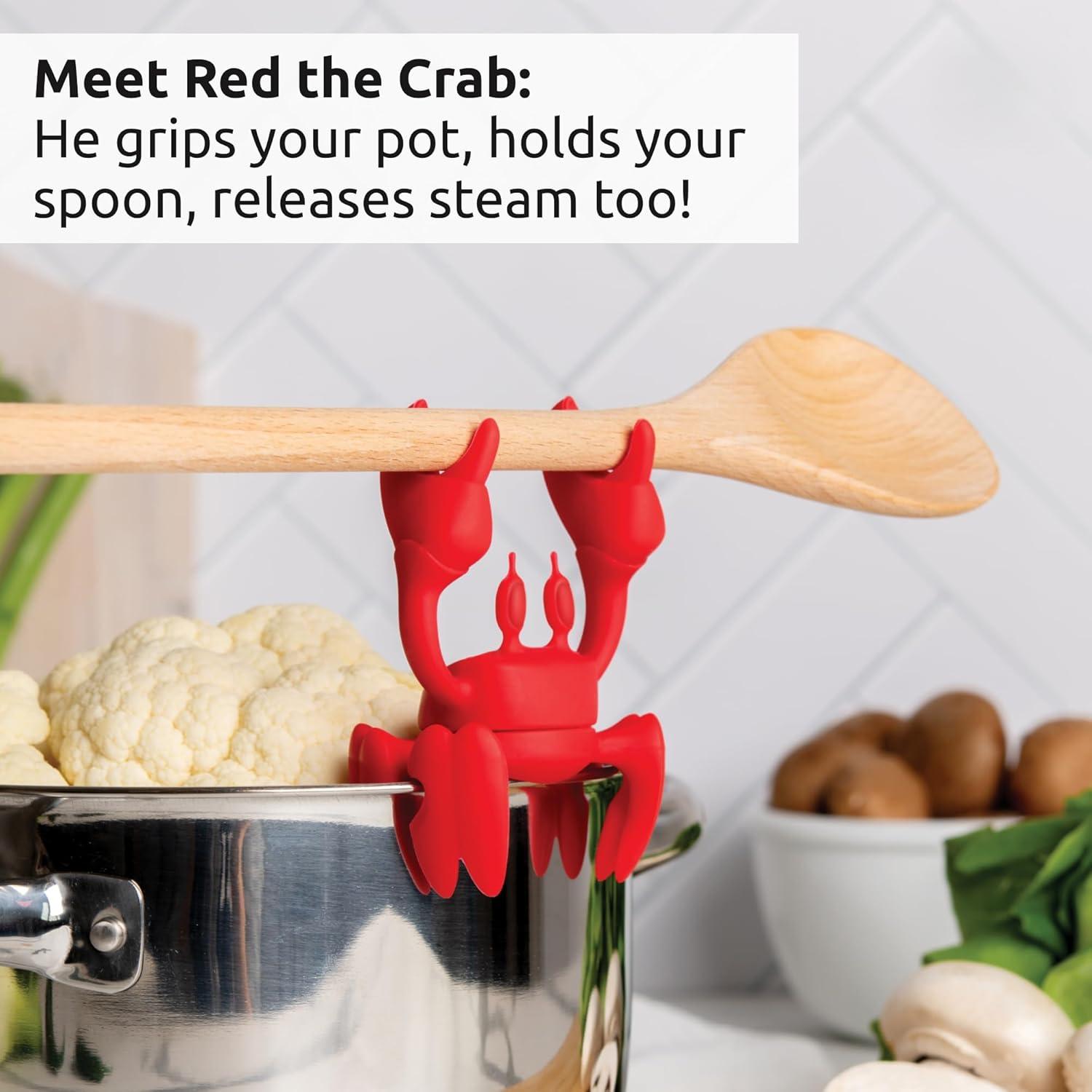 Red Crab Silicone Cutlery Holder, Heat-Resistant Spoon Holder and Steam Releaser, Kitchen Gift Red Crab Silicone Cutlery Holder, Heat-Resistant Spoon Holder and Steam Releaser, Kitchen Gift