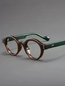 Unisex Vintage Round Frame Eyeglasses, Trendy Casual Eyeglasses for Everyday Use, Classic Fashion Glasses, Fashion Accessories for Outdoor Activities