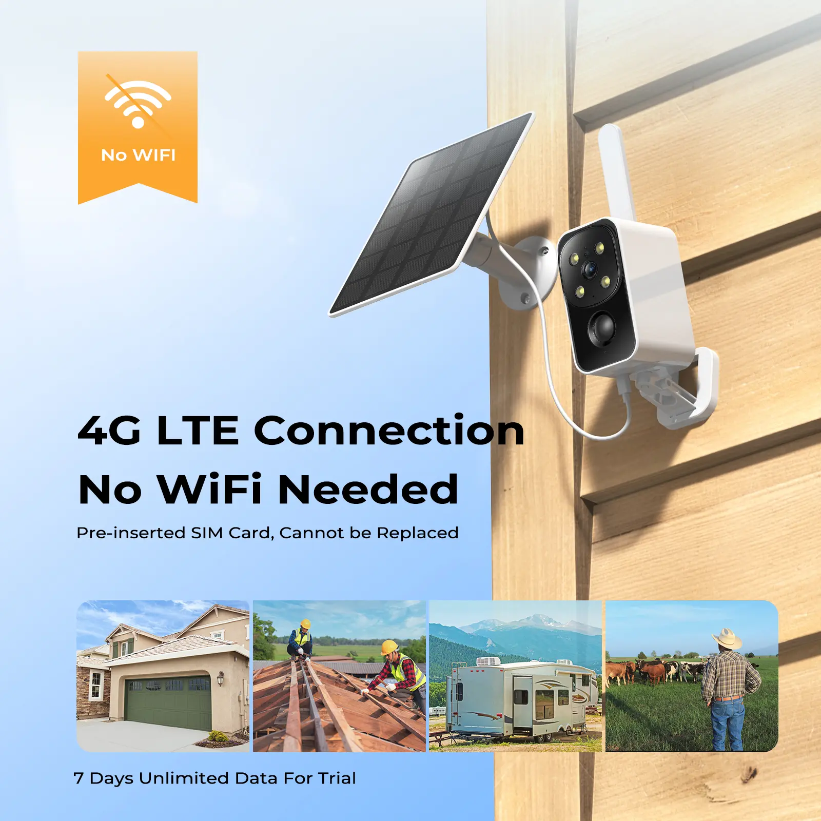 [SummerWins] 2K Solar 4G Outdoor Security Camera, 180° Panoramic View, Full Color Night Vision, AI Human Detection, IP65 Waterproof Wireless Surveillance Camera No WiFi Needed
