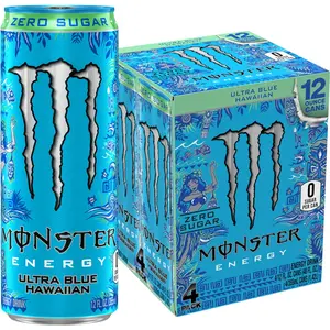 Monster Energy, Ultra Blue Hawaiian, Sugar Free Energy Drink, 12 fl oz, 4 Pack