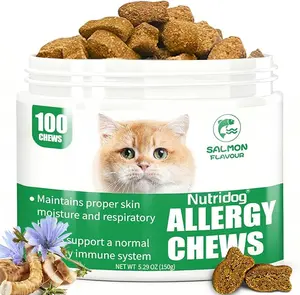 Nutridog Sensitive Skin Chews for Cats with Salmon to Support Skin and Fur Health