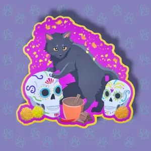 Cat-Cute-Matte Dia de los Meowtos Cat Sticker |Matte Sticker| 4"x3.81"