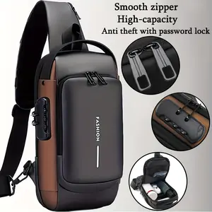 [Anti-Theft Backpack] Anti-Theft Men's Adjustable Crossbody Backpack |   High-Capacity Multi-Compartment Design, Durable Fabric, Secure Zipper Closure, Password Lock - Black, Secure Travel Bag