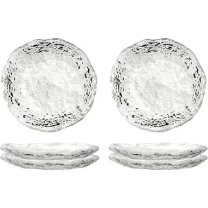 Soy Sauce Dishes, Small Dipping Sauce Cups and Bowls, 3.1 Inch Clear Serving Dishes for Condiments, Snacks, Set of 6, Handblown Glass Sauce Dipping Bowls (6, Glacier-Textured)