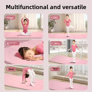 Foldable yoga mat with widened surface, anti-slip and shock-absorbing design, silent; specially designed for children, Portable dual compartment memory set mat for lunch breaks and naps; suitable for outdoor travel, backpack, and leg stretch rope exercise