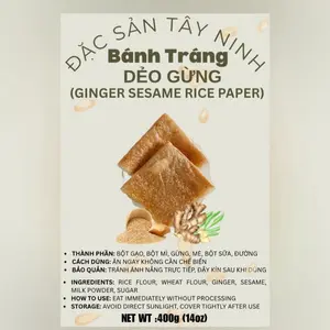 Ginger Sesame Rice Paper 14oz/bag - Bánh Tráng Dẻo Mè Gừng 400g/bịch