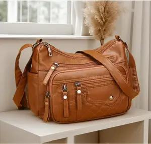 Chic & Trendy Four-Season Women's Bag - Premium Soft Leather Multi-Compartment, Multi-Pocket Layered Shoulder & Crossbody Bag