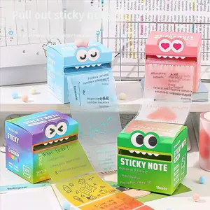 Cute Monster Pattern Sticky Notes, 105 Sheets Per Box, Soft Color Animal Memo Pads, Self-Adhesive Cartoon Reminders, Gradient Design
